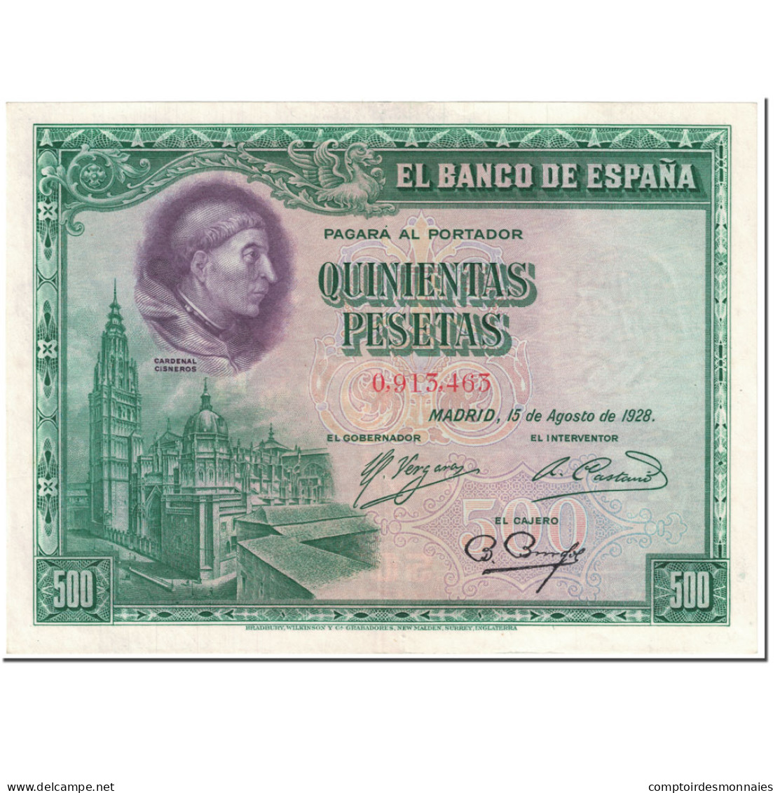 Billet, Espagne, 500 Pesetas, 1928, 1928-08-15, KM:77a, NEUF - 500 Peseten