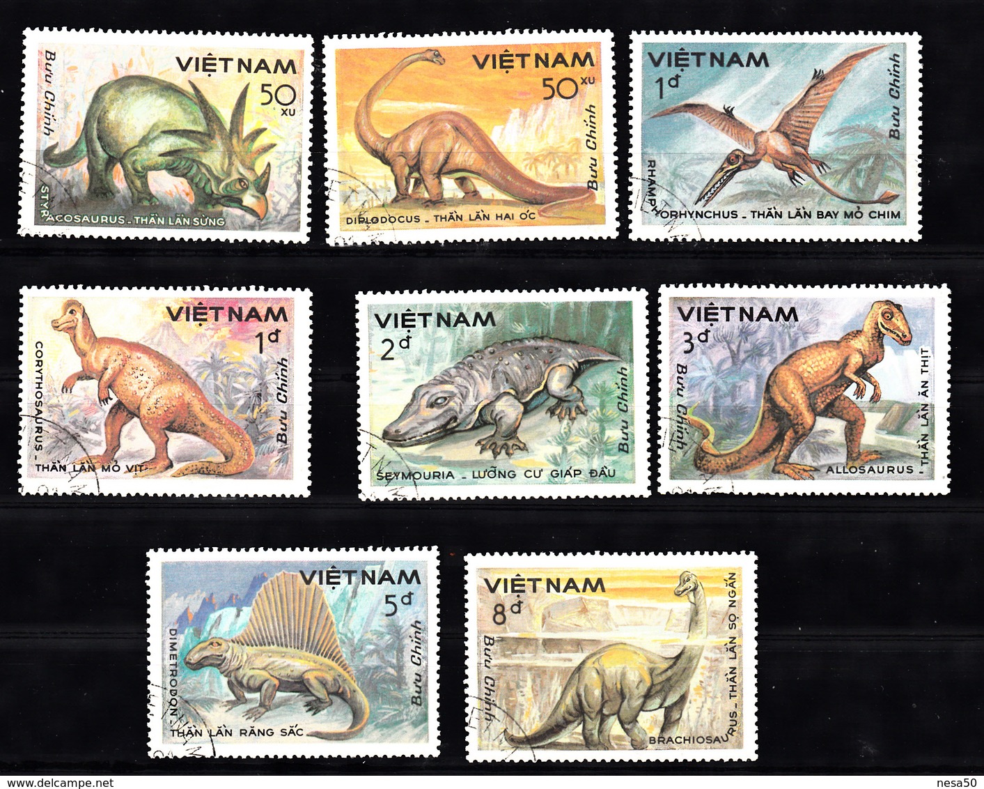 Vietnam 1984 Mi Nr 1478 - 1486, Prehistorische Dieren, - Vietnam