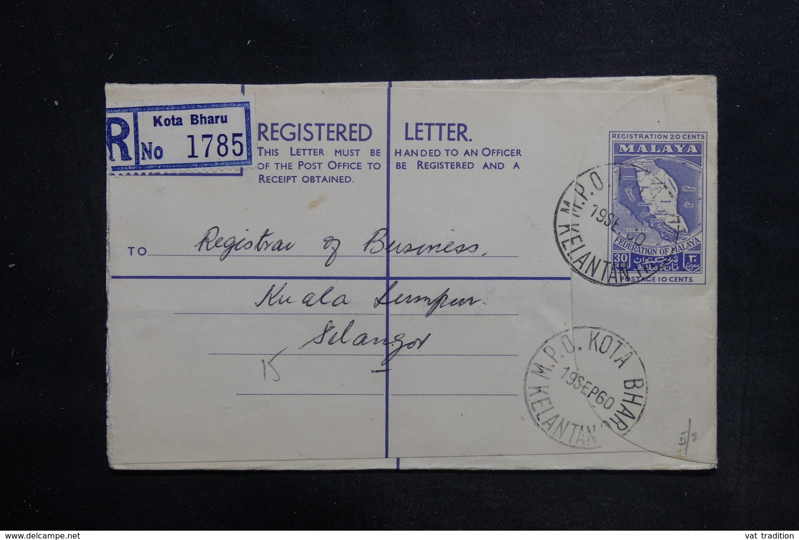 MALAISIE - Entier Postal En Recommandé De Kota Bharu Pour Lampur En 1960 - L 36332 - Malayan Postal Union