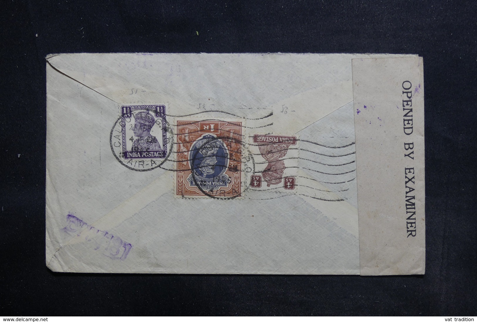 INDES ANGLAISES - Enveloppe De Calcutta Pour La France En 1945 Avec Contrôle Postal , Affranchissement Au Dos - L 36343 - 1936-47 Koning George VI