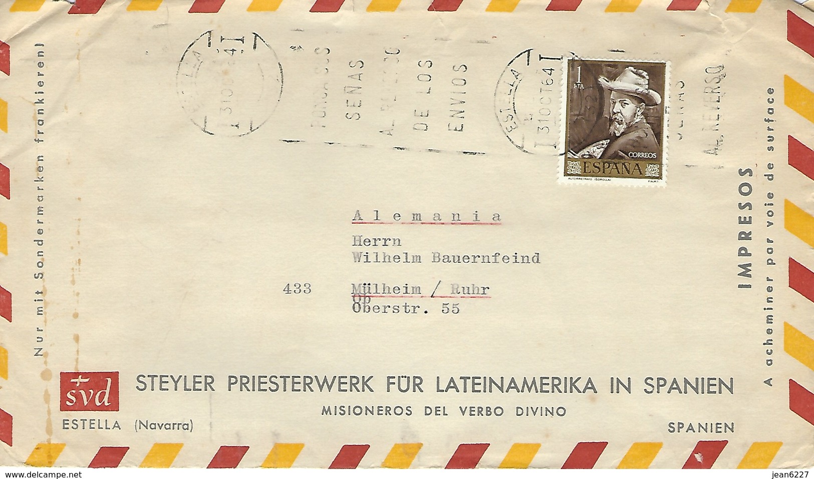 Lettre D'Espagne Vers L'Allemagne - Briefe U. Dokumente