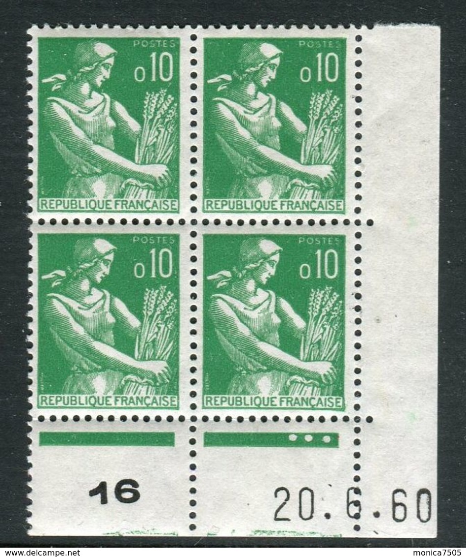 FRANCE ( COINS DATES ) : Y&T N°  1231  COIN  DATE  DU  20/06/1960  TIMBRES  NEUFS  SANS  TRACE  DE  CHARNIERE . - 1960-1969