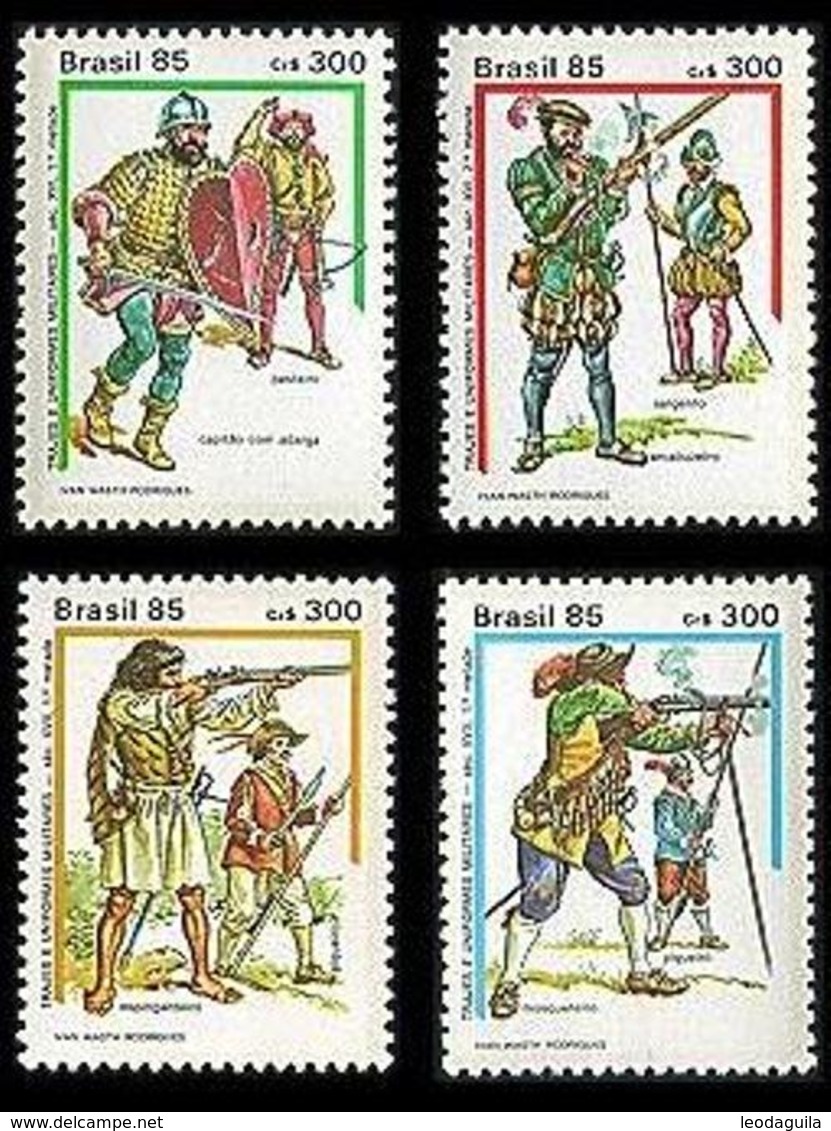BRAZIL #2017-20  -   Military Uniforms  3v    1985  -  MNH - Unused Stamps