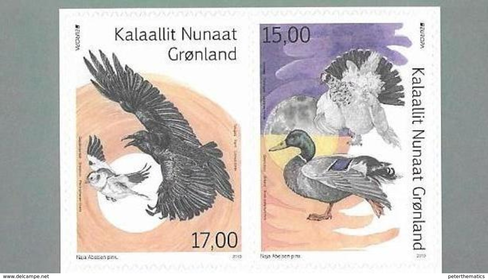 GREENLAND, 2019, MNH,EUROPA, BIRDS, DUCKS,2v SA Ex. BOOKLET - 2019