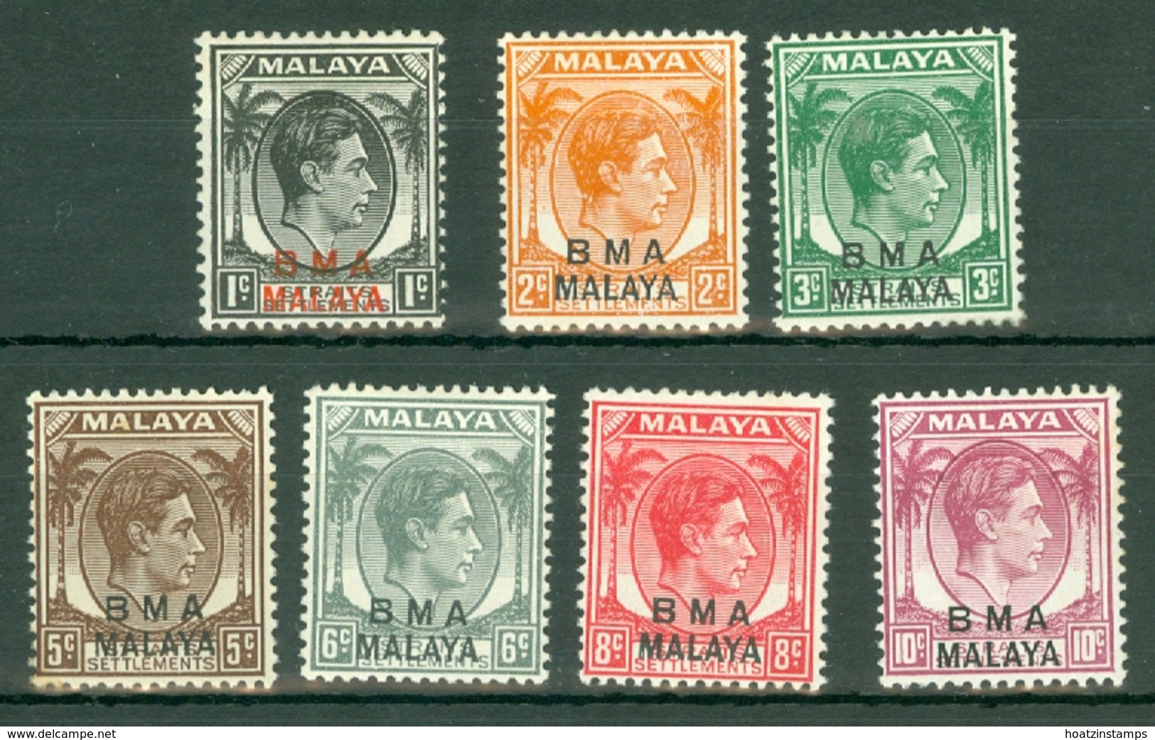 B.M.A. (Malaya): 1945/48   KGVI 'B.M.A.' OVPT Selection To 10c  (7 Stamps)  MH - Malaya (British Military Administration)