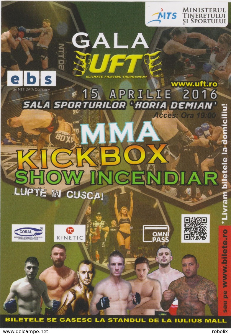 ROMANIA - CLUJ-NAPOCA -2016-  KICKBOX - Gala UFT (ultimate Fighting Tournament) -Poster (10.5x15 Cm) X 2 - Altri & Non Classificati