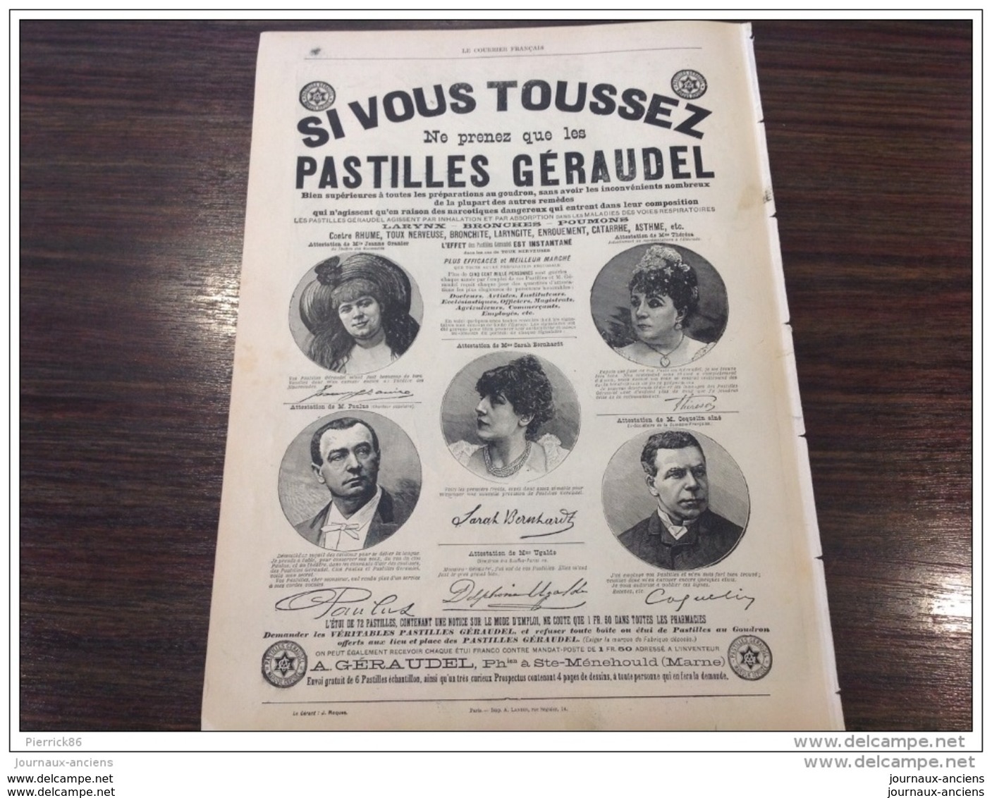 1887 Journal LE COURRIER FRANÇAIS - Louis LEGRAND - LE RAMONEUR - L'ELYSÉE MONTMARTRE - Paul QUINSAC - ASSOMMOIRS