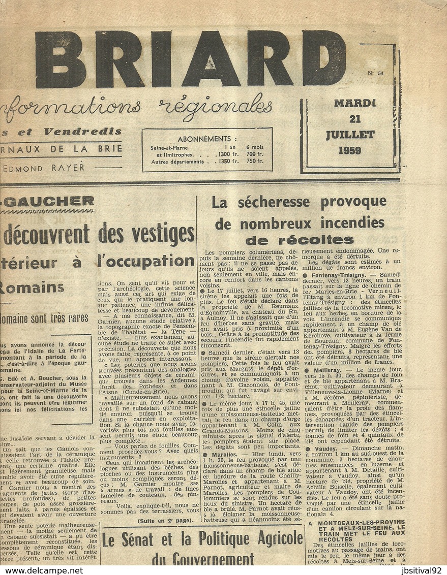 Pays Briard 21 Juillet 1959\Fontenay Trésigny\Ferte Gaucher\Doue\Mouroux\Coulommiers\Ferte Sous Jouarre\Tournan\Rebais - 1950 à Nos Jours