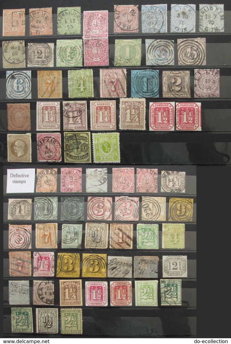 ALLEMAGNE ANCIENS ETATS Collection 70 Timbres THURN & TAXIS HAMBURG NORTH ... HAMBOURG NORD GERMANY GERMAN STATES Stamps - Collections