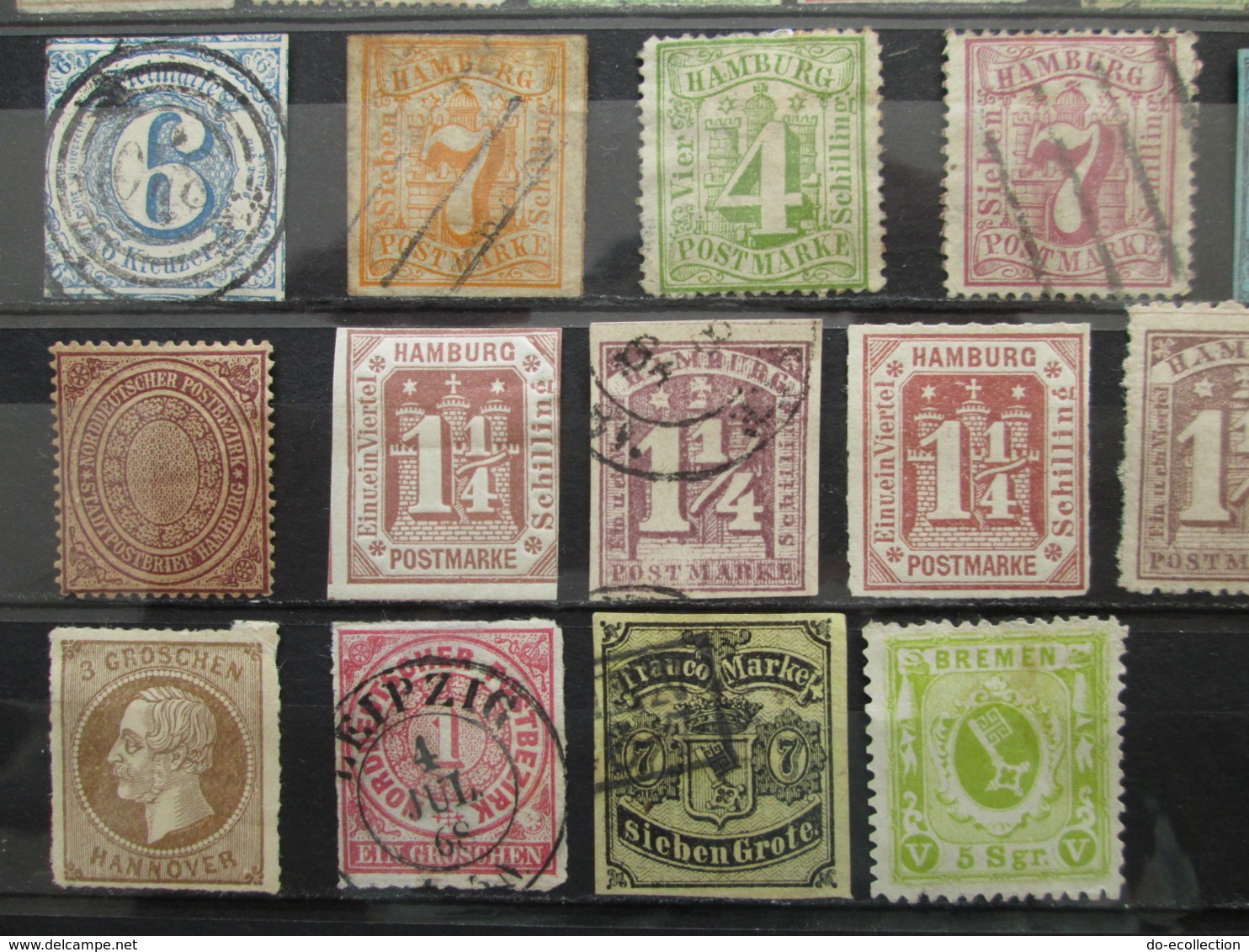 ALLEMAGNE ANCIENS ETATS collection 70 timbres THURN & TAXIS HAMBURG NORTH ... HAMBOURG NORD GERMANY GERMAN STATES stamps