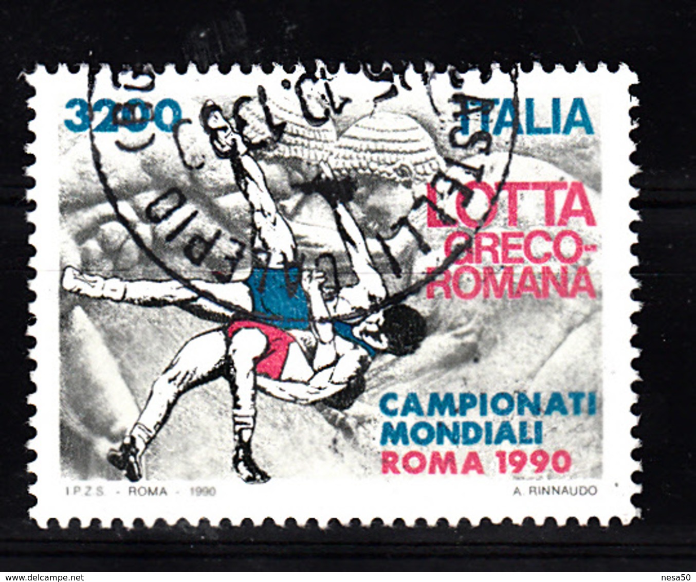 Italie 1990 Mi Nr 2160,  WK Grieks-Romeins Worstelen - 1981-90: Afgestempeld