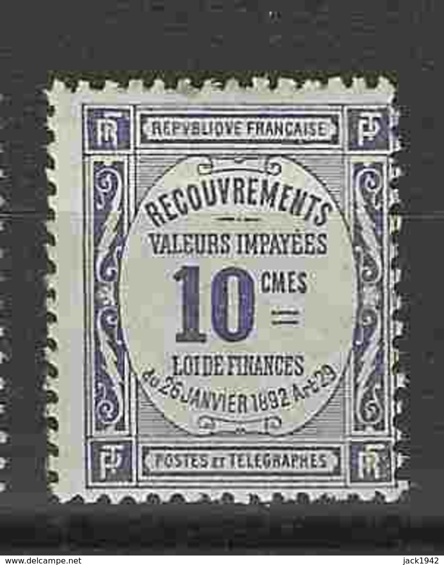 Type Avec Légende Valeurs Impayées - Yvert N° 44 - 10c Violet - 1859-1959 Mint/hinged