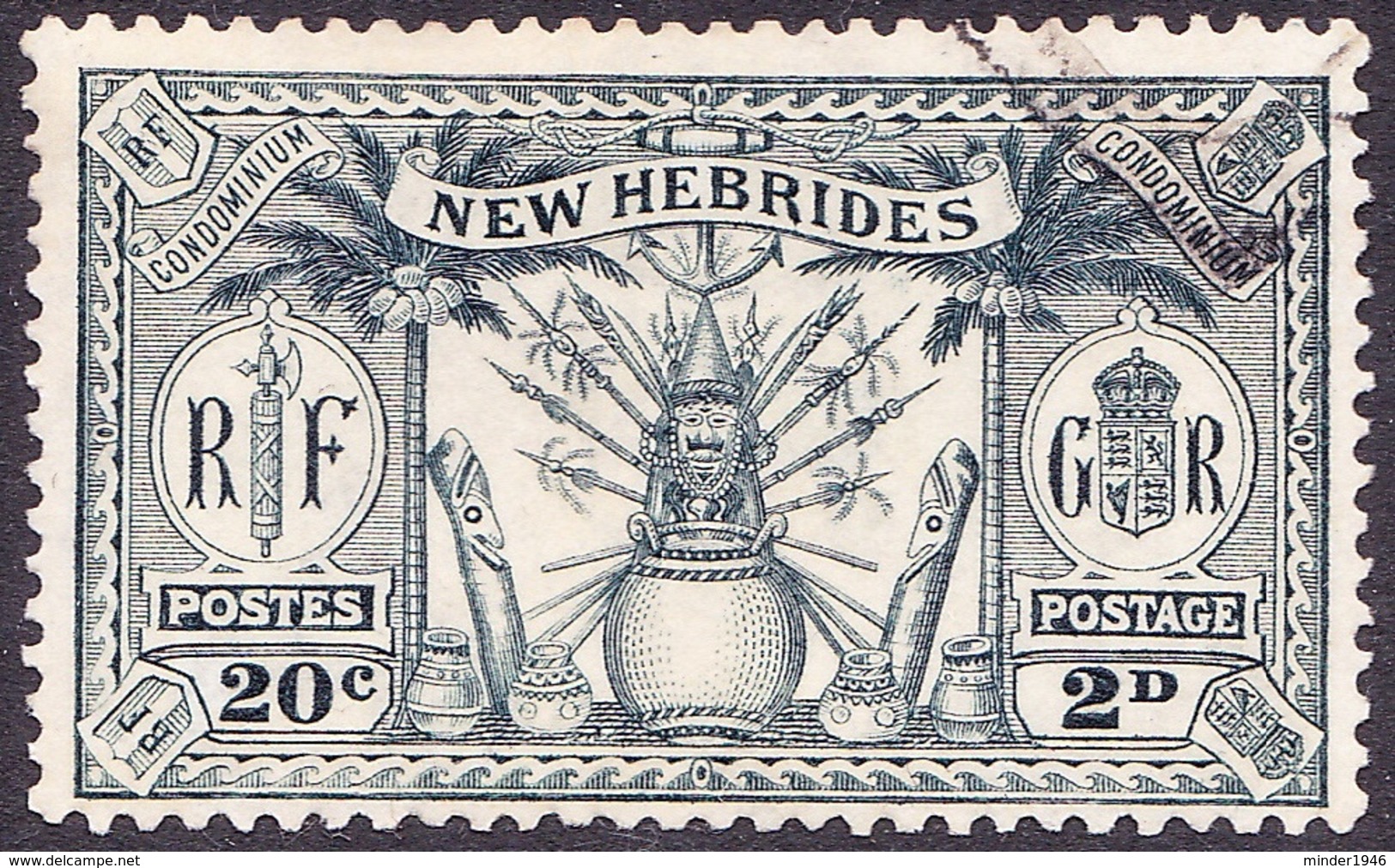 NEW HEBRIDES 1925 2d Grey SG45 FU - Oblitérés