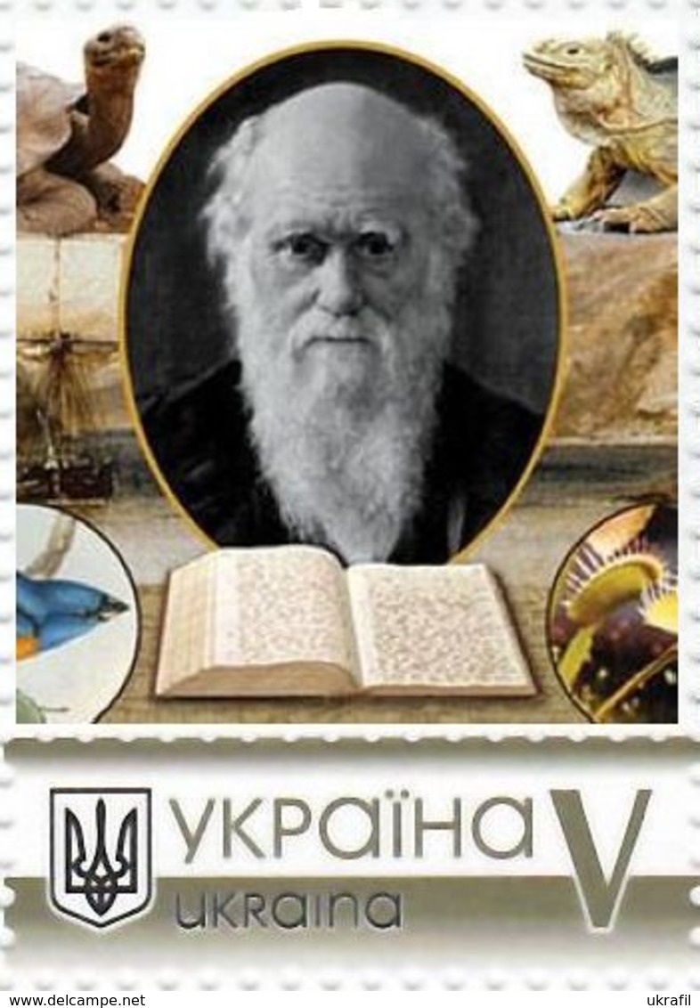 Ukraine 2019, Scientist-Naturalist Charles Darwin, 1v - Ukraine