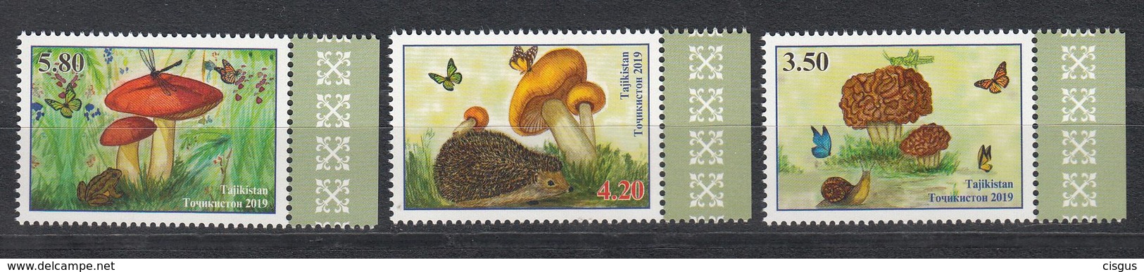 Tajikistan Tadschikistan MNH** 2019 Mushrooms Butterfly Set Perforated  Mi 836-838 A SALE - Tadschikistan