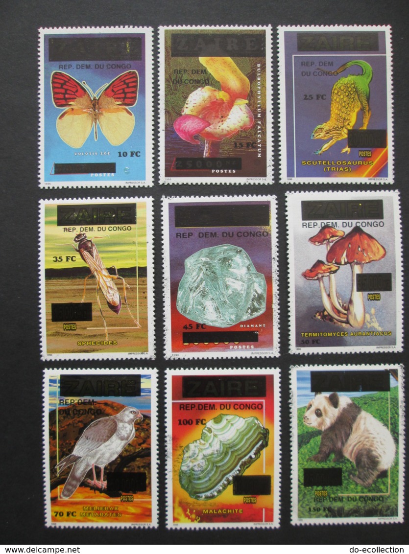CONGO ZAIRE Lot De 9 Timbres Neufs MNH Stamps 1999 2000 Animal Animaux Papillon Butterfly - Ungebraucht