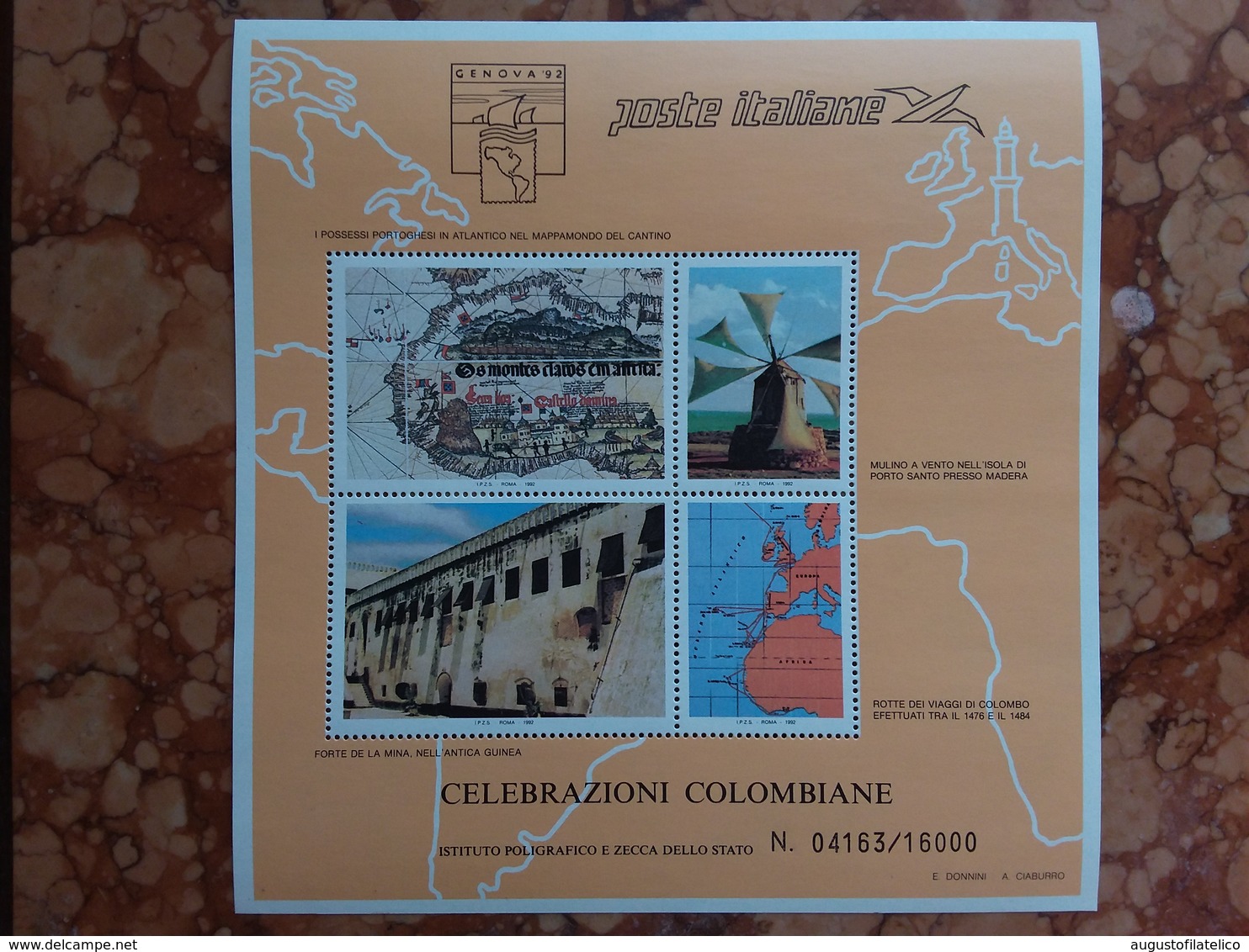 REPUBBLICA - BF Commemorativo Cristoforo Colombo (4) Nuovo In Cartoncino + Spese Postali - Blocs-feuillets
