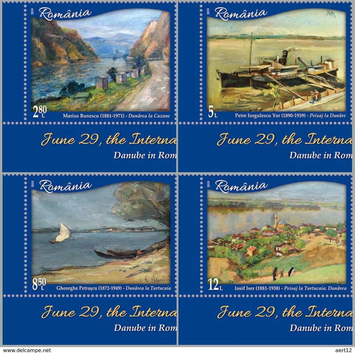 ROMANIA, 2019, DANUBE DAY, PAINTING, Art, River, Set Of 4, MNH (**); LPMP 2245 - Unused Stamps