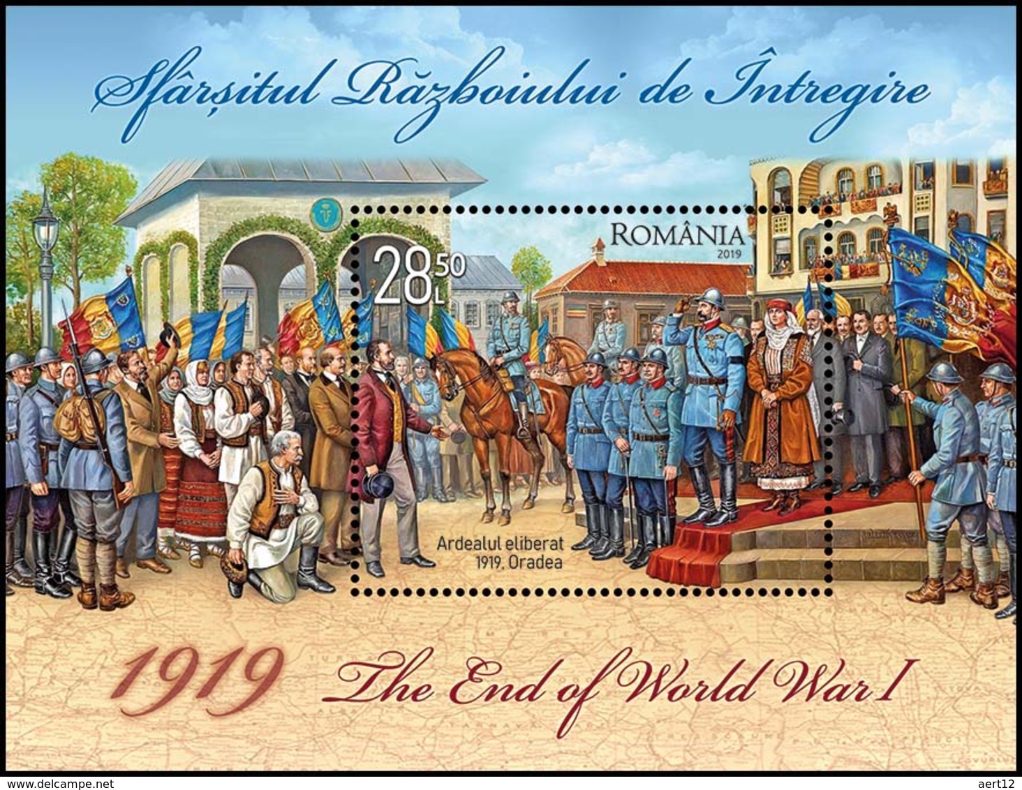 ROMANIA, 2019, 1919, THE END OF WORLD WAR I, Souvenir Sheet, MNH (**); LPMP 2246 - Nuevos