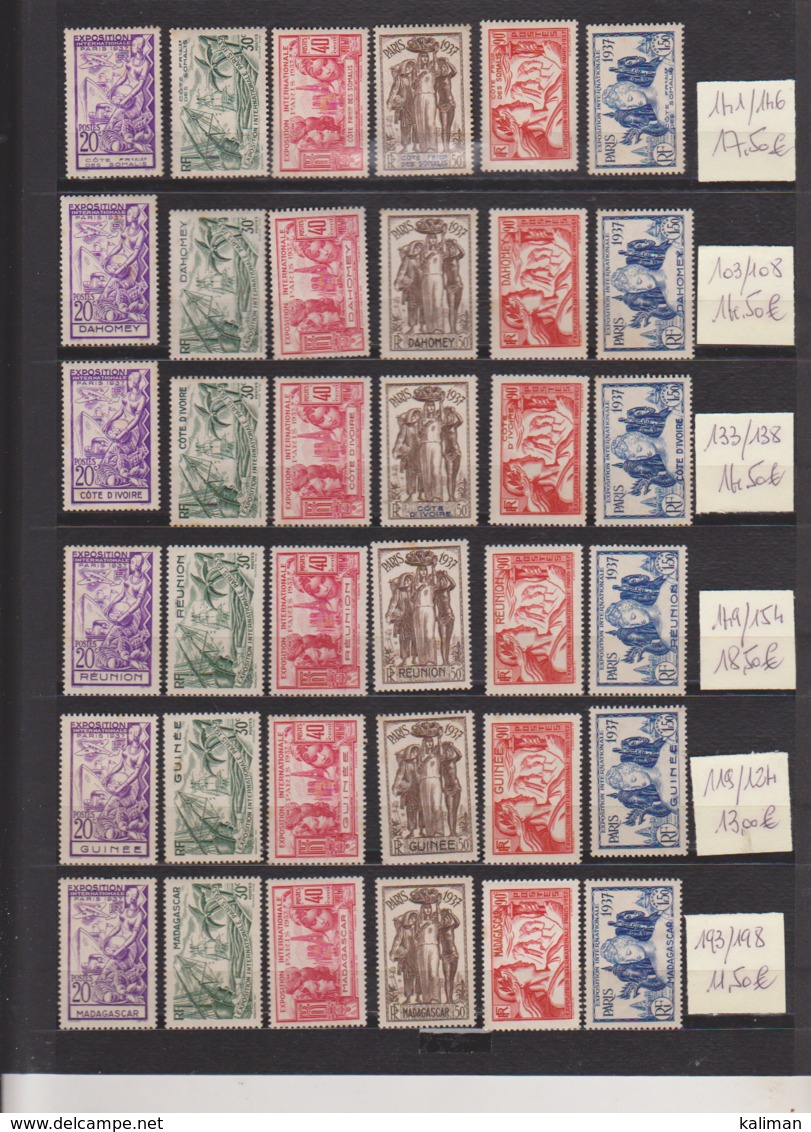 Grandes Séries Coloniales - 1937 Expo. Inter. Paris 15 Pays - X Et XX (rousseurs) - Cote 228 Eur - Prix De Départ 50 Eur - Sin Clasificación