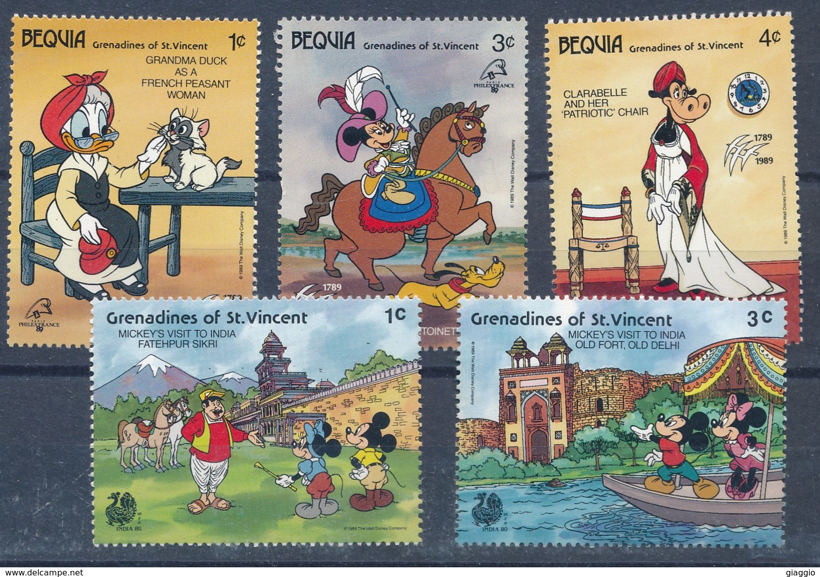 °°° BEQUIA GRENADINES ST. VINCENT - WALT DISNEY 1989 MNH °°° - St.Vincent E Grenadine