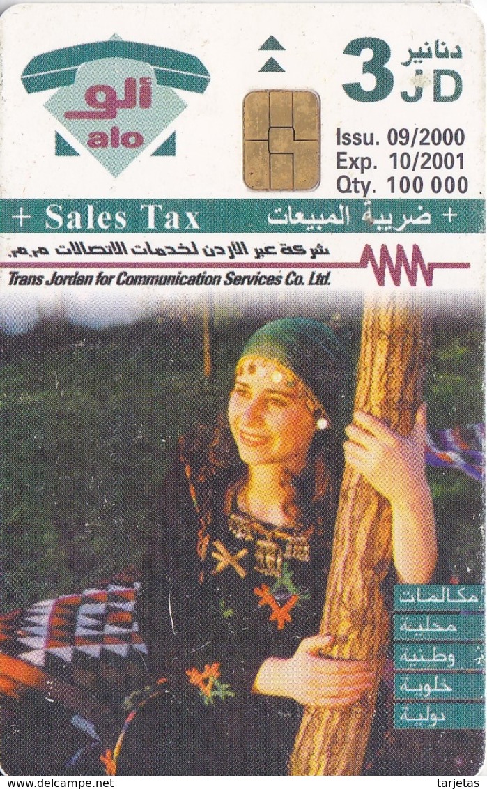 TARJETA DE JORDANIA DE 3JD DE UNA MUJER DE FECHA 10/2001 Y TIRADA 100000 - Giordania