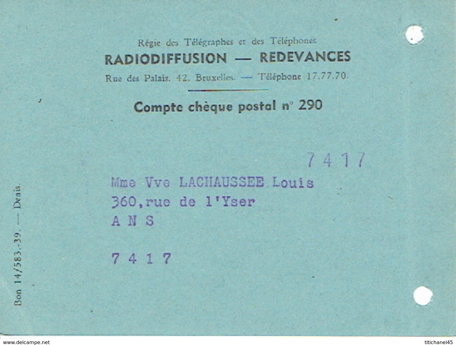 RADIODIFFUSION - REDEVANCES-Redevance ANNEE 1940 Pour La Détention D'un POSTE A LAMPES (poste Récepteur Radioélectrique) - Autres & Non Classés