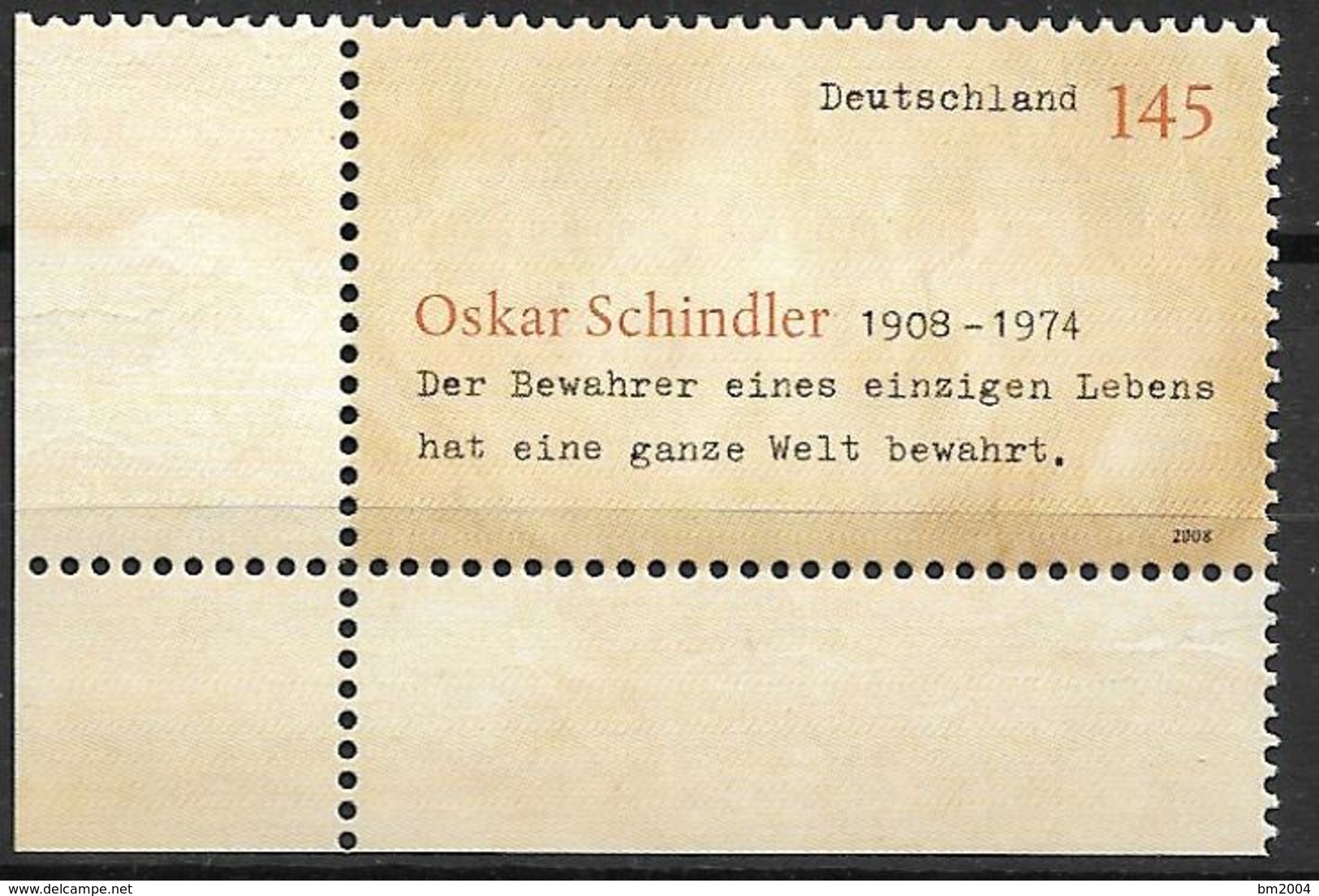 2008 Allem. Fed. Deutschland Mi. 2660 **MNH  EUL 100. Geburtstag Von Oskar Schindler - Unused Stamps