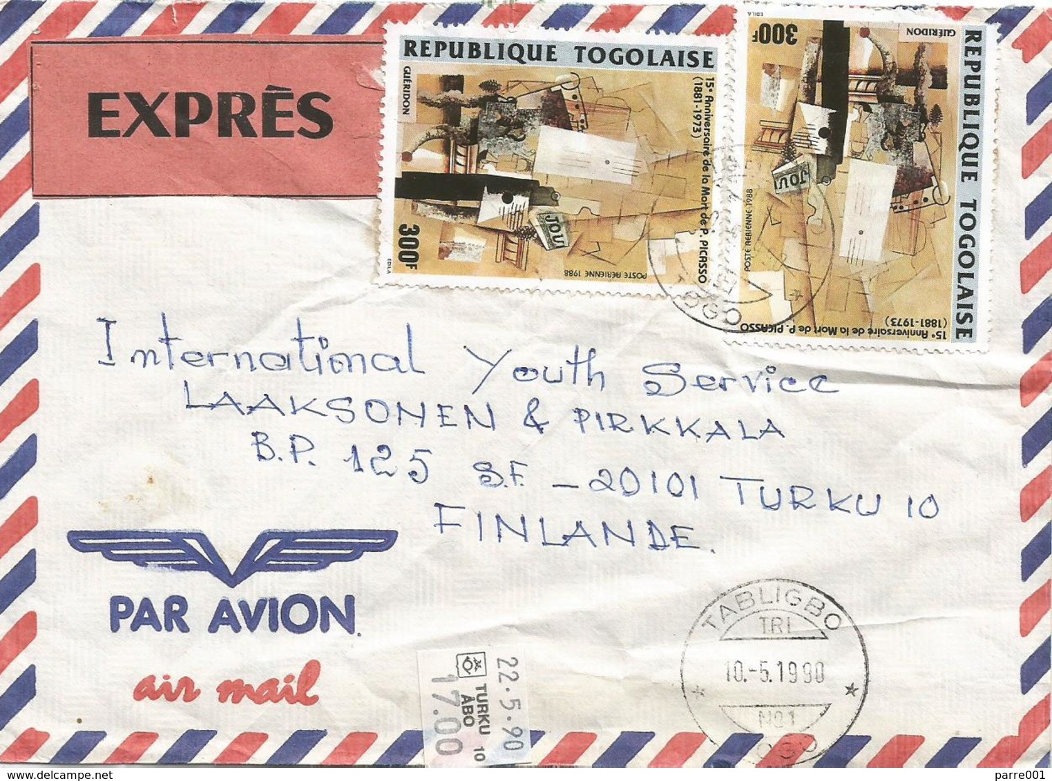 Togo 1990 Tabligbo TRI No 1 Picasso Express Cover - Picasso