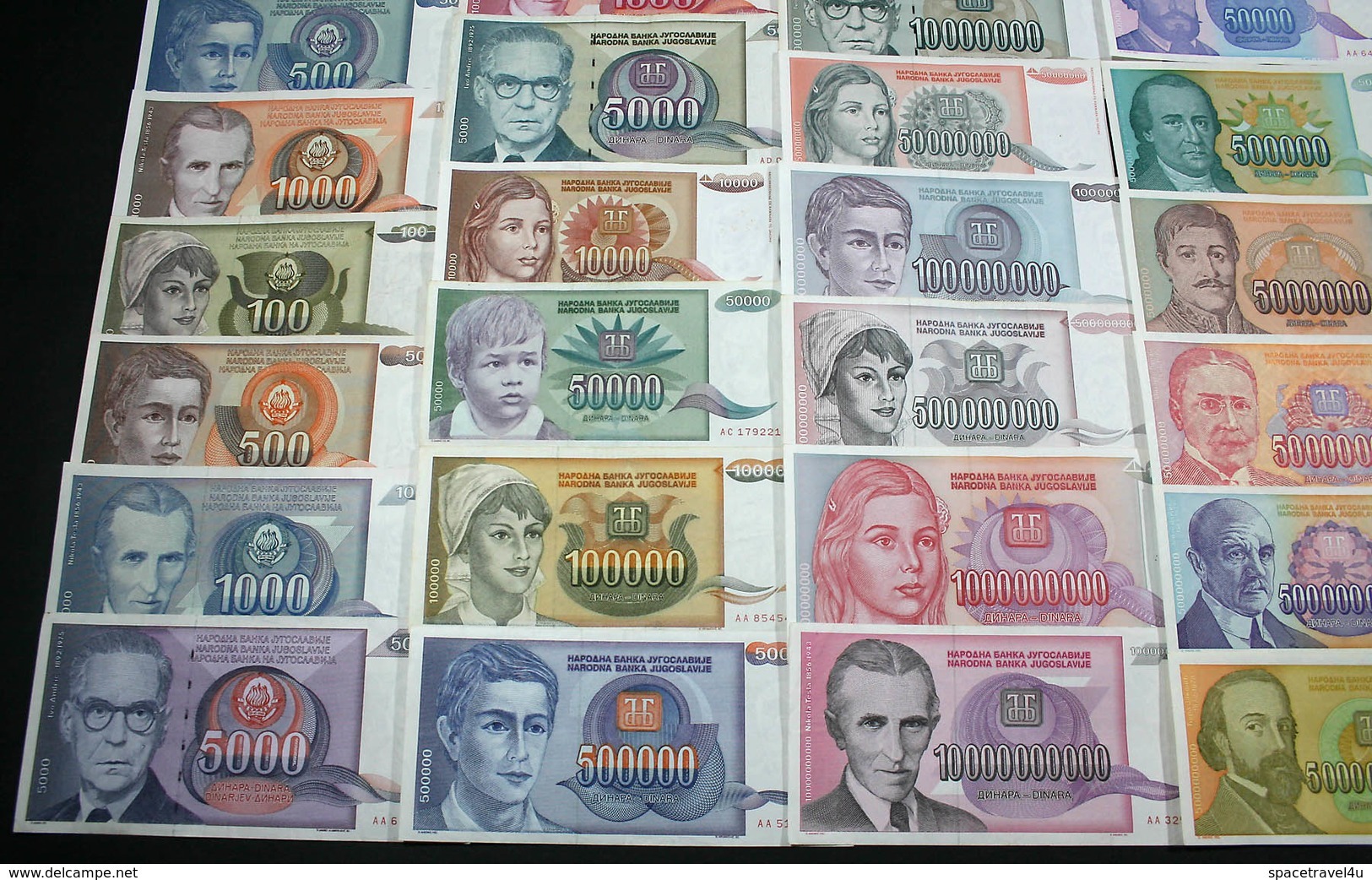 Yugoslavia COMPLETE HYPERINFLATION SET LOT - 42 Banknotes 1990-1994 (from P-103 To P-144) Various Condition (VF-AU) - Yugoslavia