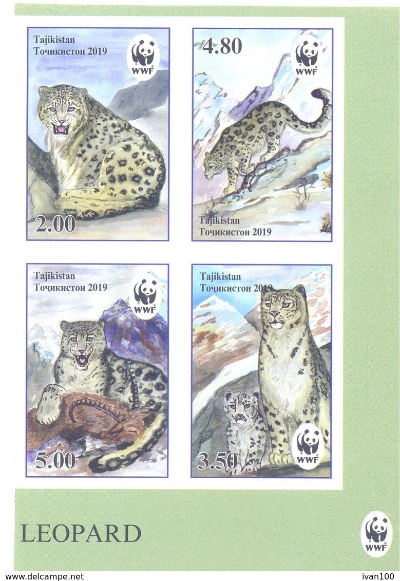 2019. Tajikistan, WWF, Snow Leopard, 4v Imperforated, Mint/** - Tajikistan