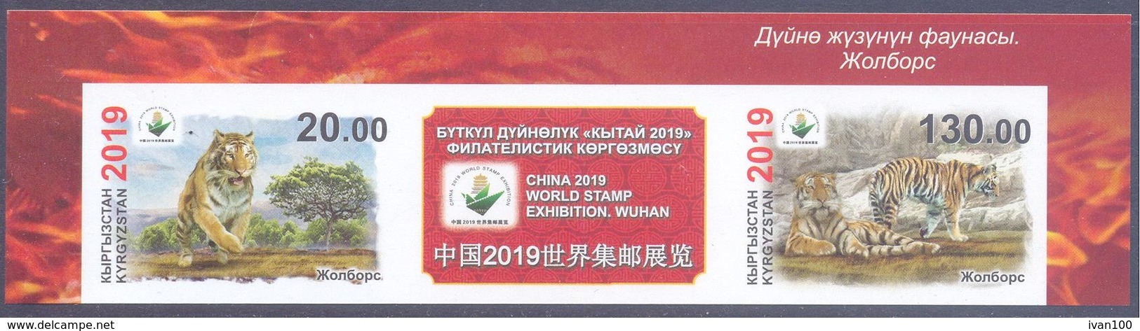 2019. Kyrgyzstan, Fauna, Tiger, World Stamp Exhibition China'2019, 2v Imperforated, Mint/** - Kirghizstan