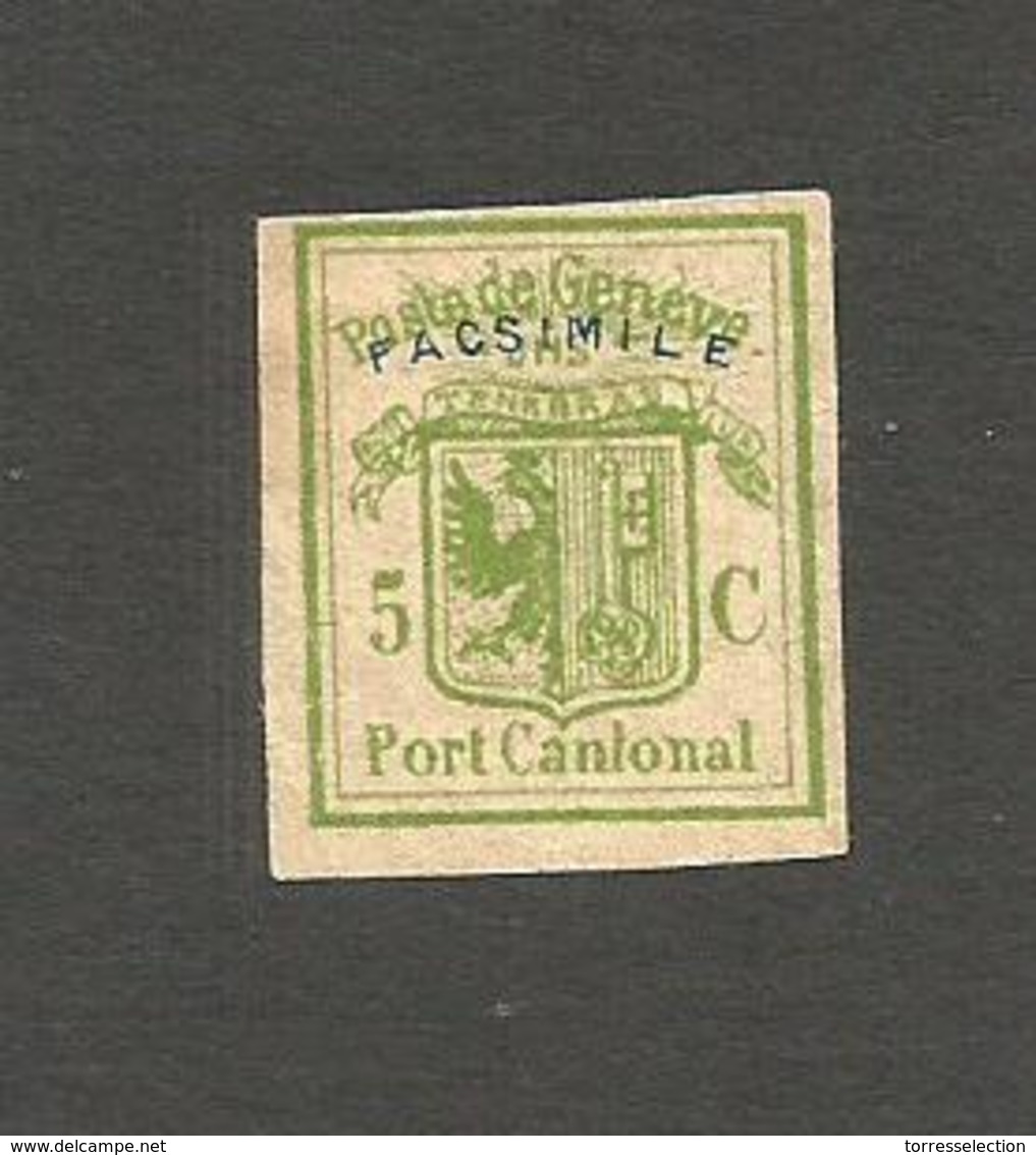 FORGERIES OF THE WORLD. Switzerland. Geneva Color On White 5c Green Forgery. - Sonstige & Ohne Zuordnung