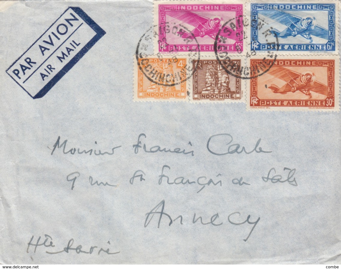 LETTRE INDOCHINE PAR AVION  1948. 1,20F. SAIGON POUR ANNECY HAUTE-SAVOIE - Lettres & Documents