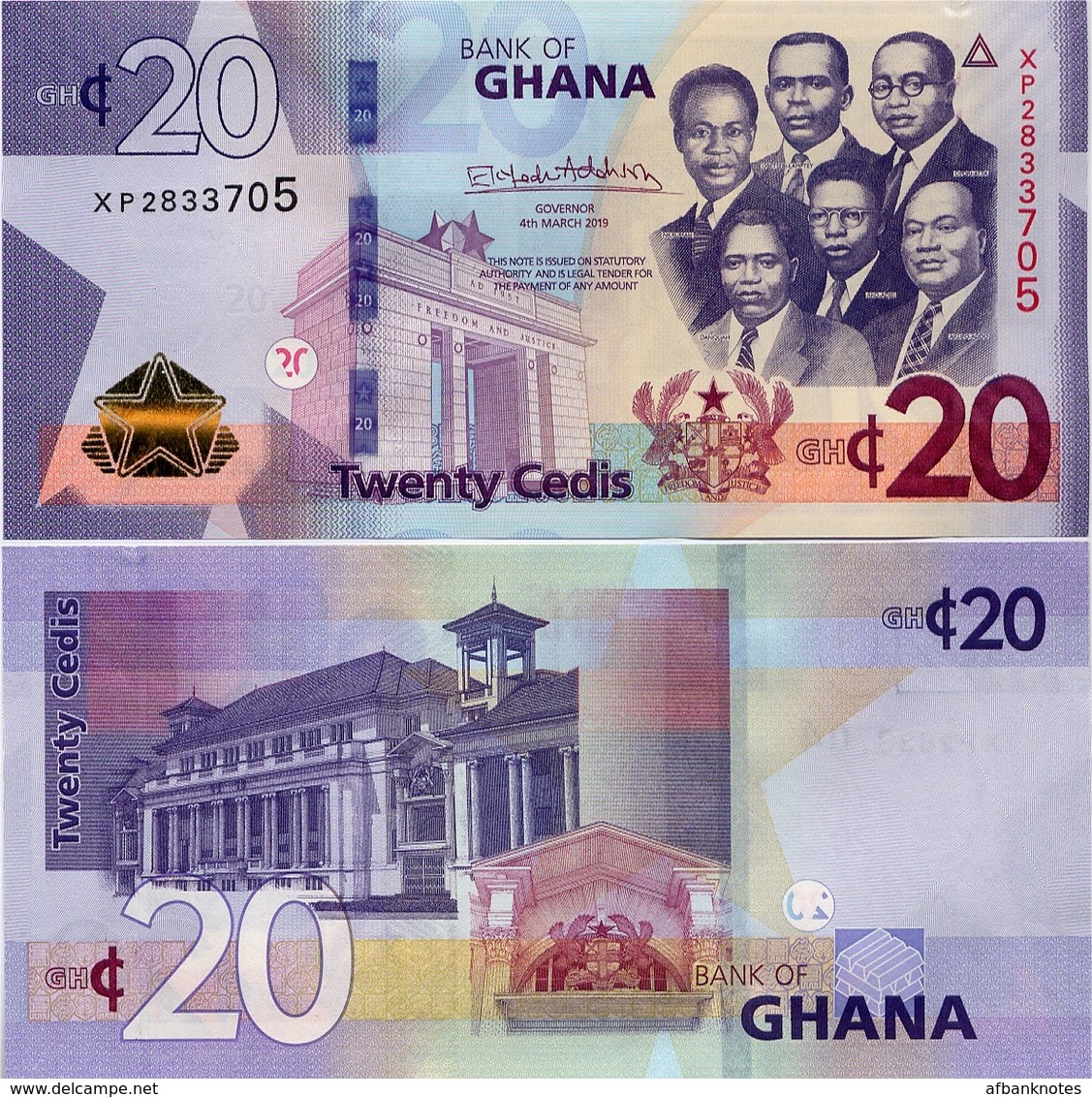 GHANA       20 Cedis       P-New        4.3.2019       UNC - Ghana