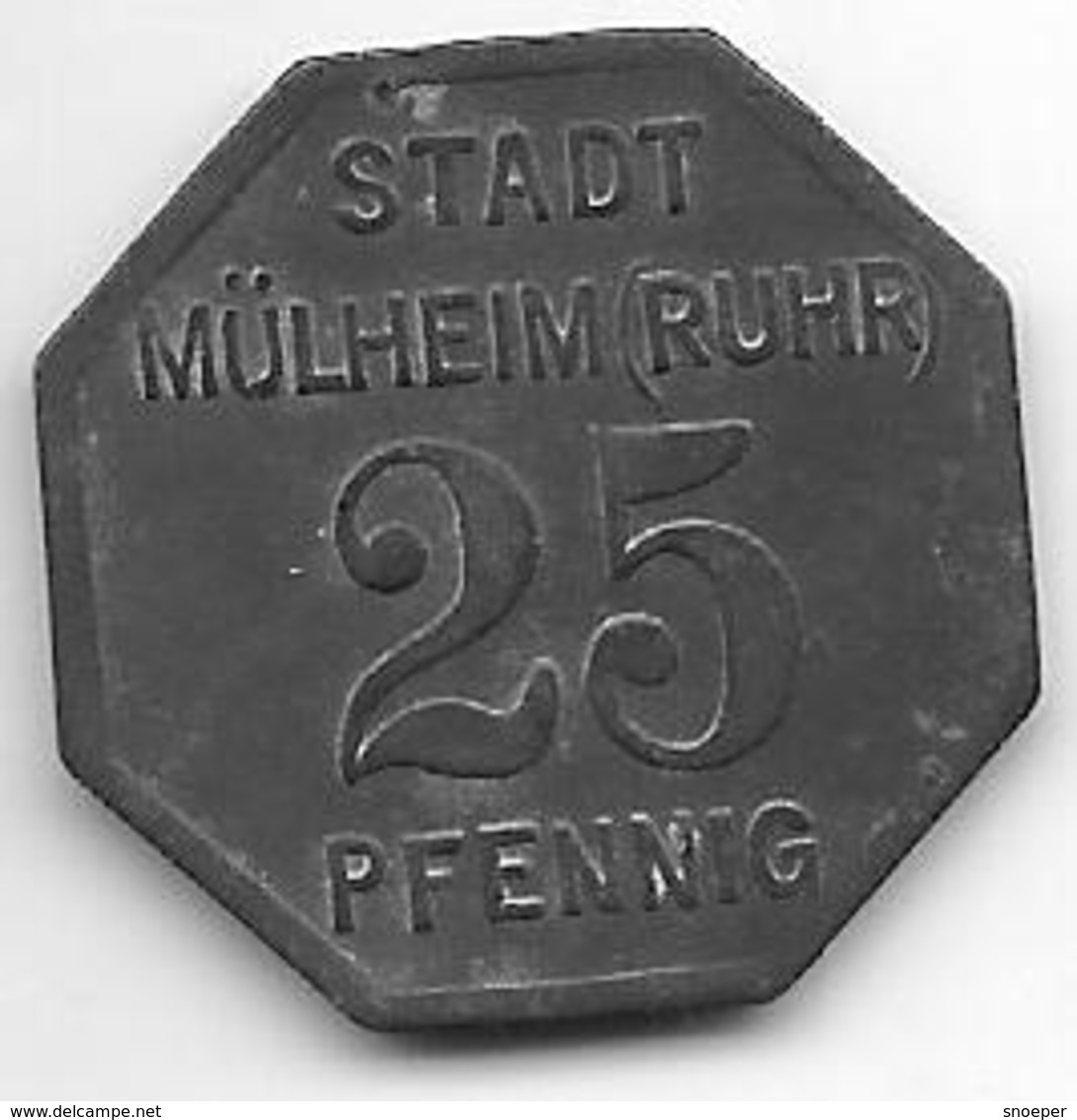 Notgeld  Mulheim 25 Pfennig 1917 Zn  9270.1 - Autres & Non Classés