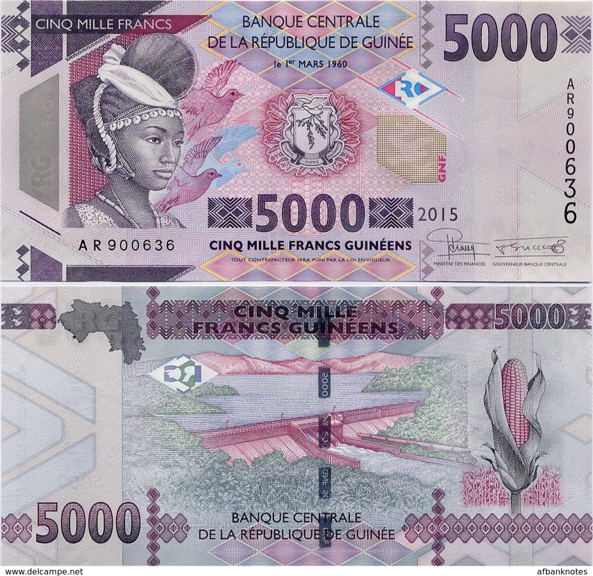 GUINEA      5000 Francs      P-49      2015      UNC - Guinea