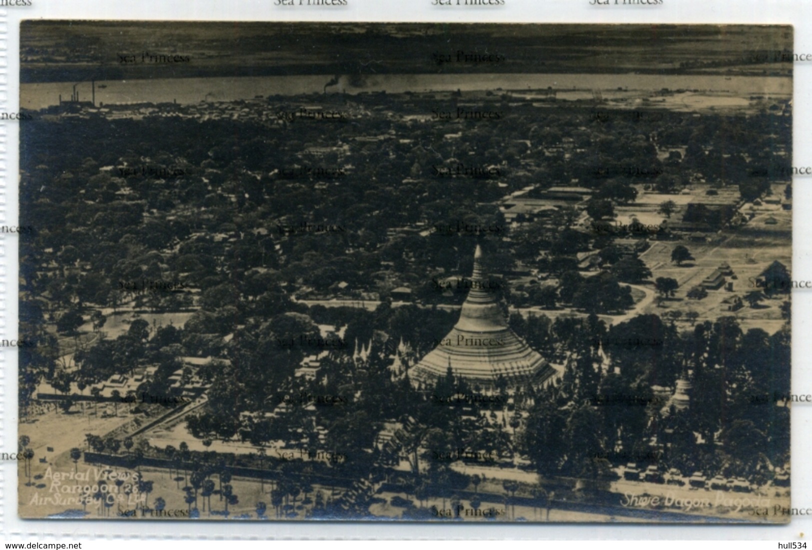 Myanmar Burma Postcard Aerial Views Rangoon Shwe Dagon Pagoda 1929 - Myanmar (Burma)