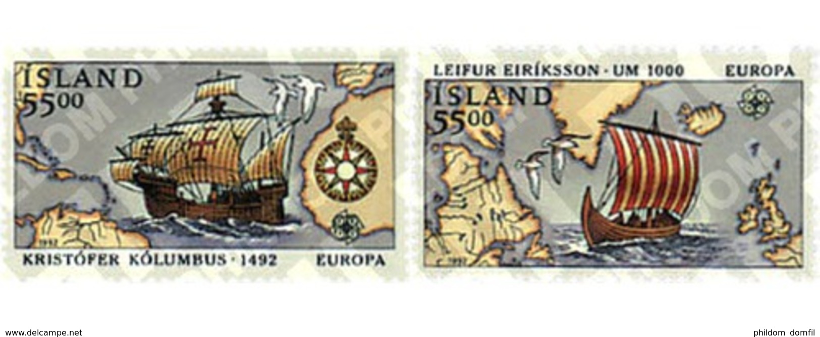 Ref. 66920 * MNH * - ICELAND. 1992. EUROPA CEPT. 500th  ANNIVERSARY OF AMERICA DISCOVERY  . EUROPA CEPT. 500 ANIVERSARIO - Unused Stamps