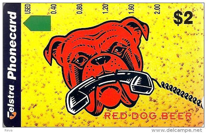 AUSTRALIA $2 RED DOG BEER  ANIMAL WITH PHONE CARTOON  MINT NOT FOR SALE  AUS-326 READ DESCRIPTION !! - Australia