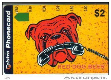 AUSTRALIA $2 RED DOG BEER  ANIMAL WITH PHONE CARTOON  MINT NOT FOR SALE  AUS-326 READ DESCRIPTION !! - Australia