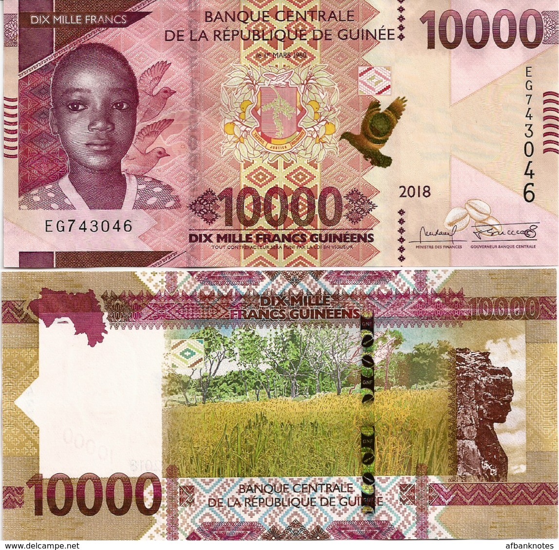 GUINEA      10,000 Francs      P-New       2018      UNC  [ 10000 ] - Guinea