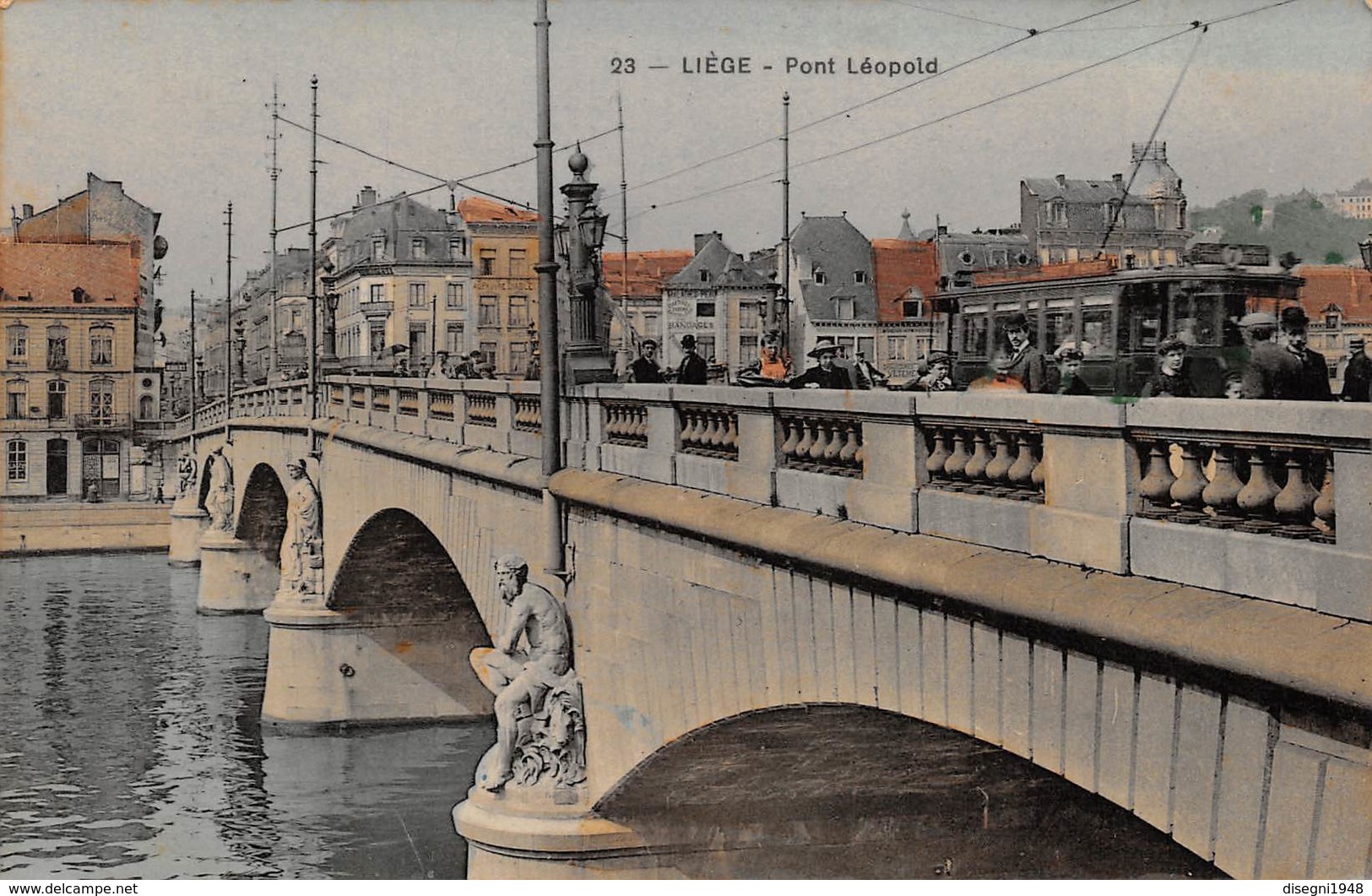 M08362 "LIEGE - PONT LEOPOLD " ANIMATA-TRAMWAY - CARTOLINA  ORIG. NON SPED. - Altri & Non Classificati