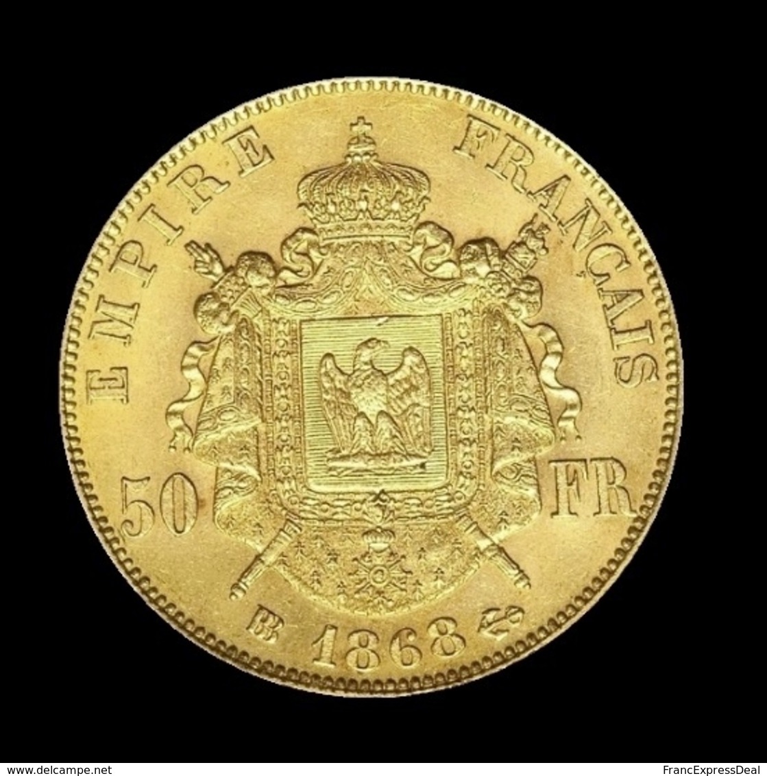 COPIE - 1 Pièce Plaquée OR Sous Capsule ! ( GOLD Plated Coin ) - France - 50 Francs Napoléon III Tête Laurée 1868 BB - Other & Unclassified