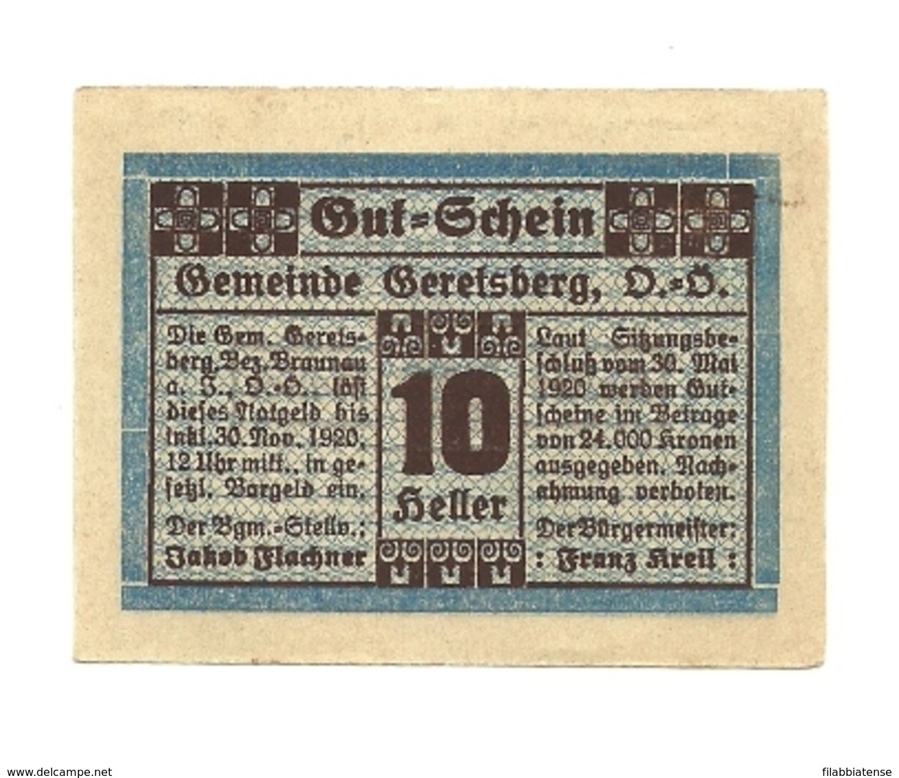 1920 - Austria - Geretsberg Notgeld N67   ----- - Austria