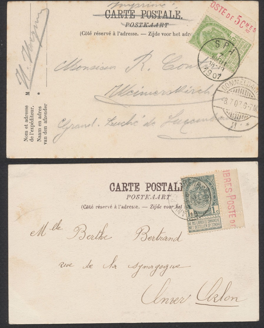 Fine Barbe - Lot De 2 CP Vue Affranchie Par N°53 Et 56 + BDF Et Inscription Marginal "Timbres Postes..." à Voir ! Voyagé - 1893-1900 Thin Beard