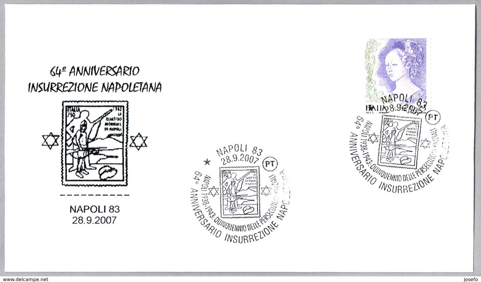64 Aniv. INSURRECCION NAPOLITANA - Persecuciones Raciales. Napoli 2007 - Judaísmo