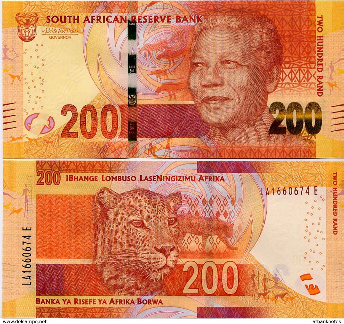 SOUTH AFRICA       200 Rand       P-142b       ND (2015)       UNC  [ Sign. Kganyago ] - Sudafrica