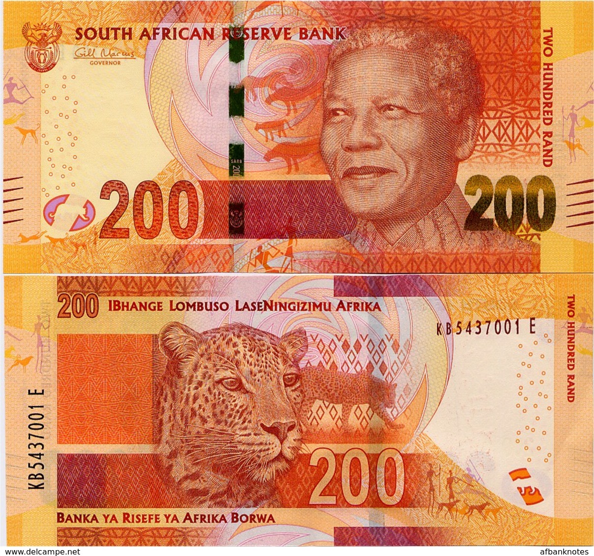 SOUTH AFRICA       200 Rand       P-142a       ND (2014)       UNC - Sudafrica