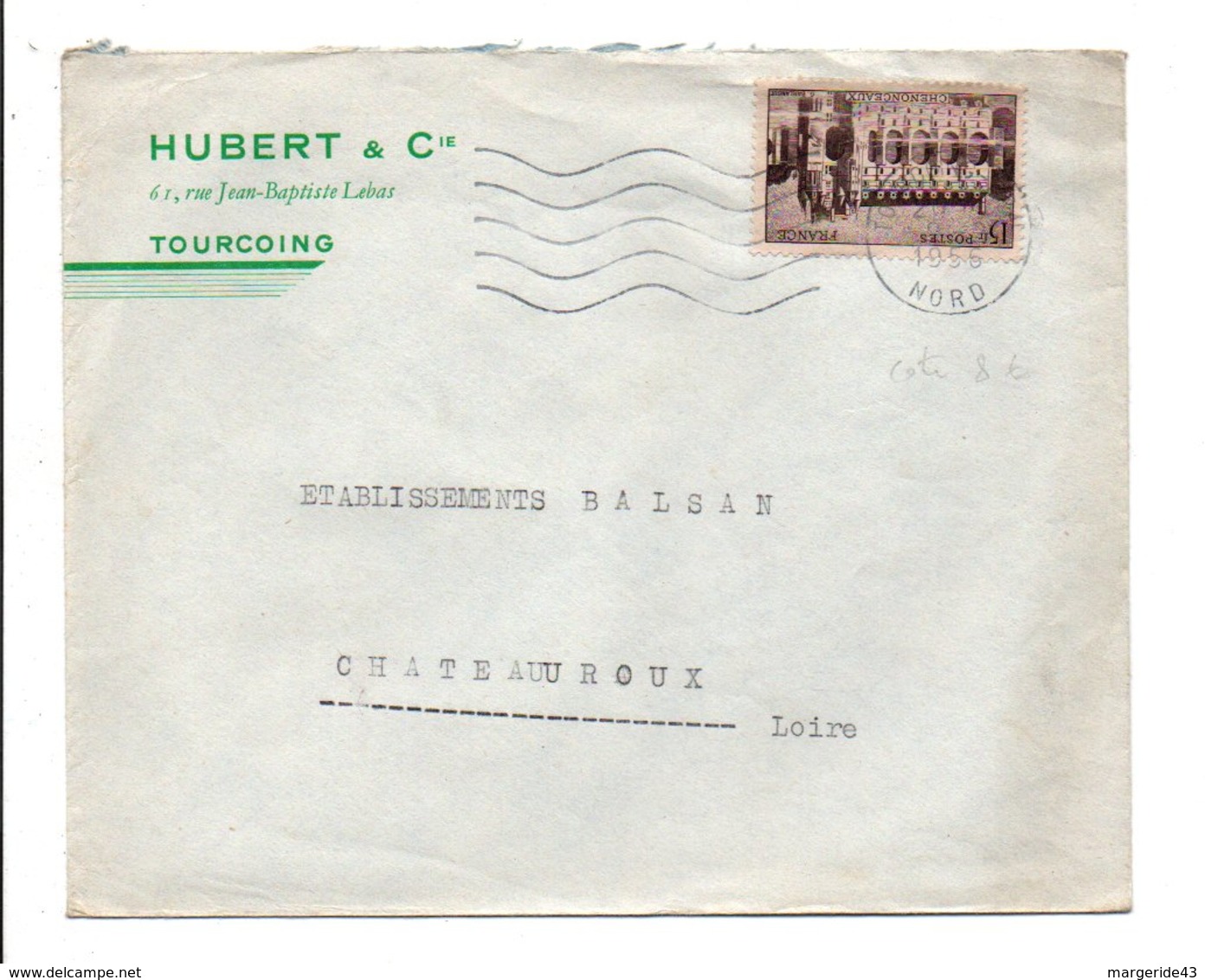 LETTRE A EN TETE DE TOURCOING 1956 - 1921-1960: Période Moderne